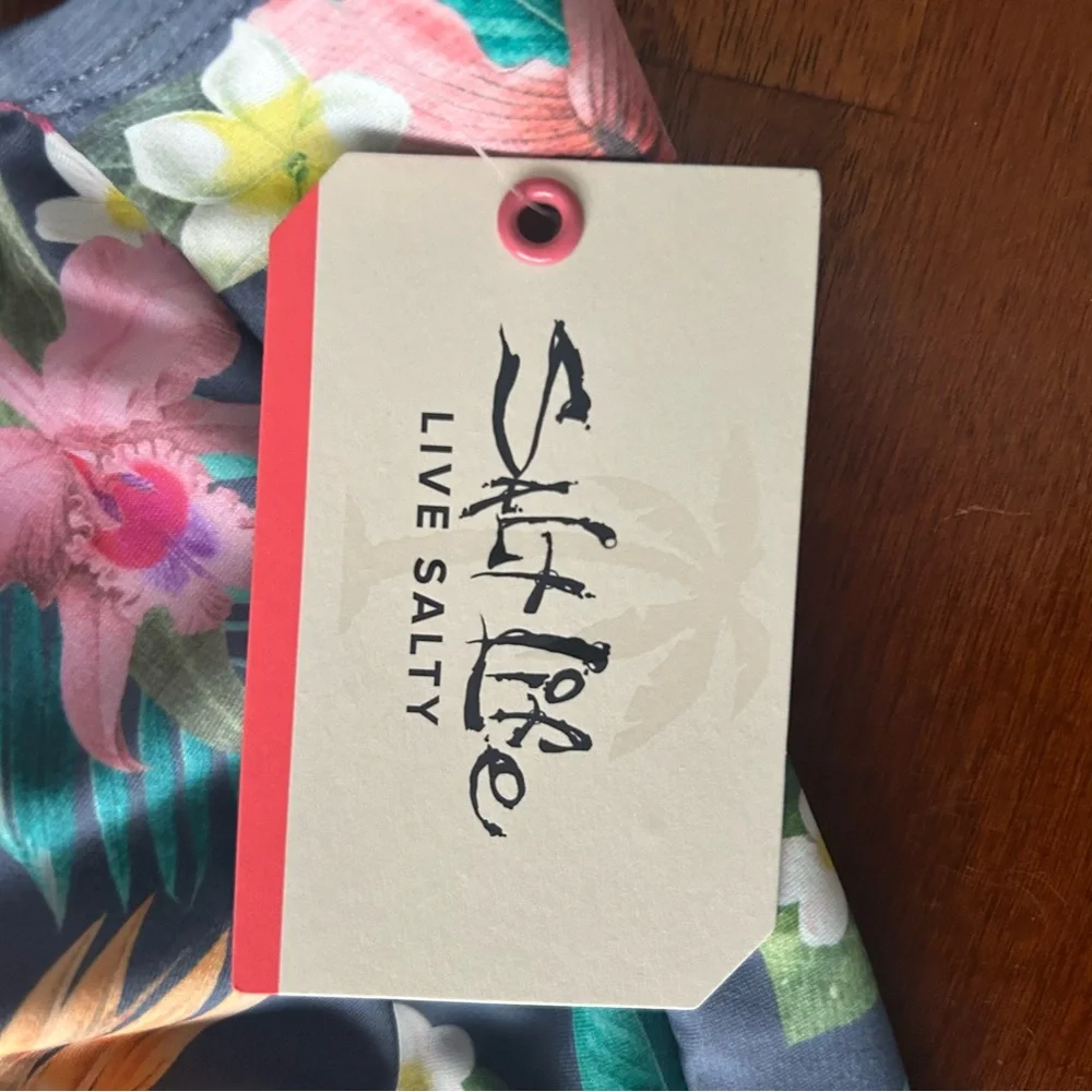 NEW Salt Life gray floral tropical scoop neck one piece‎ bathing suit